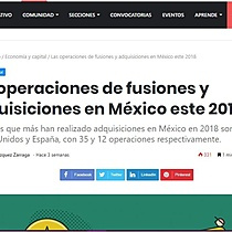 Las operaciones de fusiones y adquisiciones en Mxico este 2018